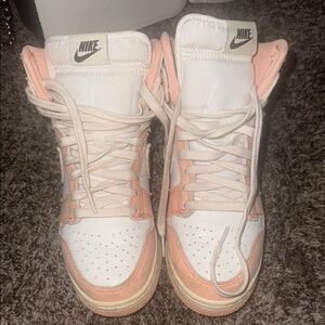 Nike Women's White and Pink High-Top Sneakers
